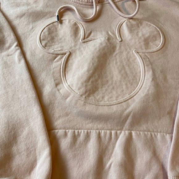 Disney H&M Mickey Logo Hoodie Pullover Pink Sweatshirt Women's Sz XL - Picture 2 of 8